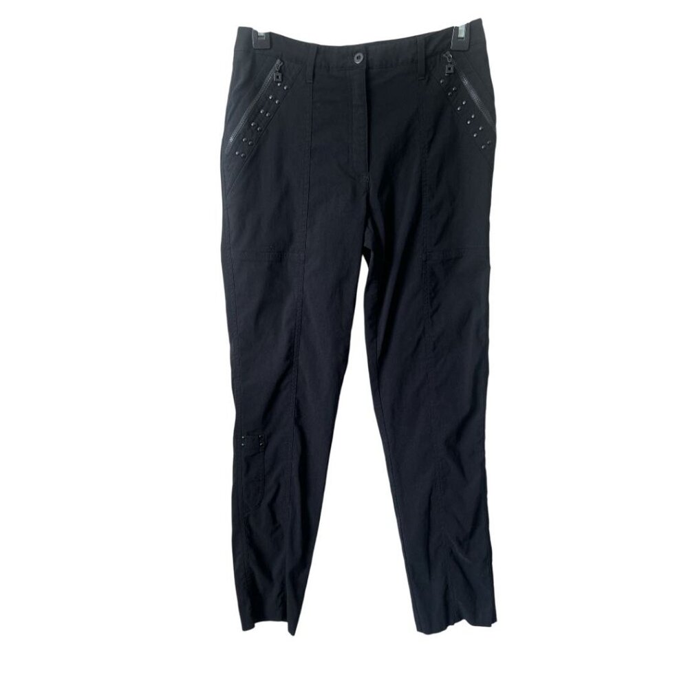 SOLD Jamie Sadock Black Studded Straight Leg Zip Pockets Activewear Golf Pants